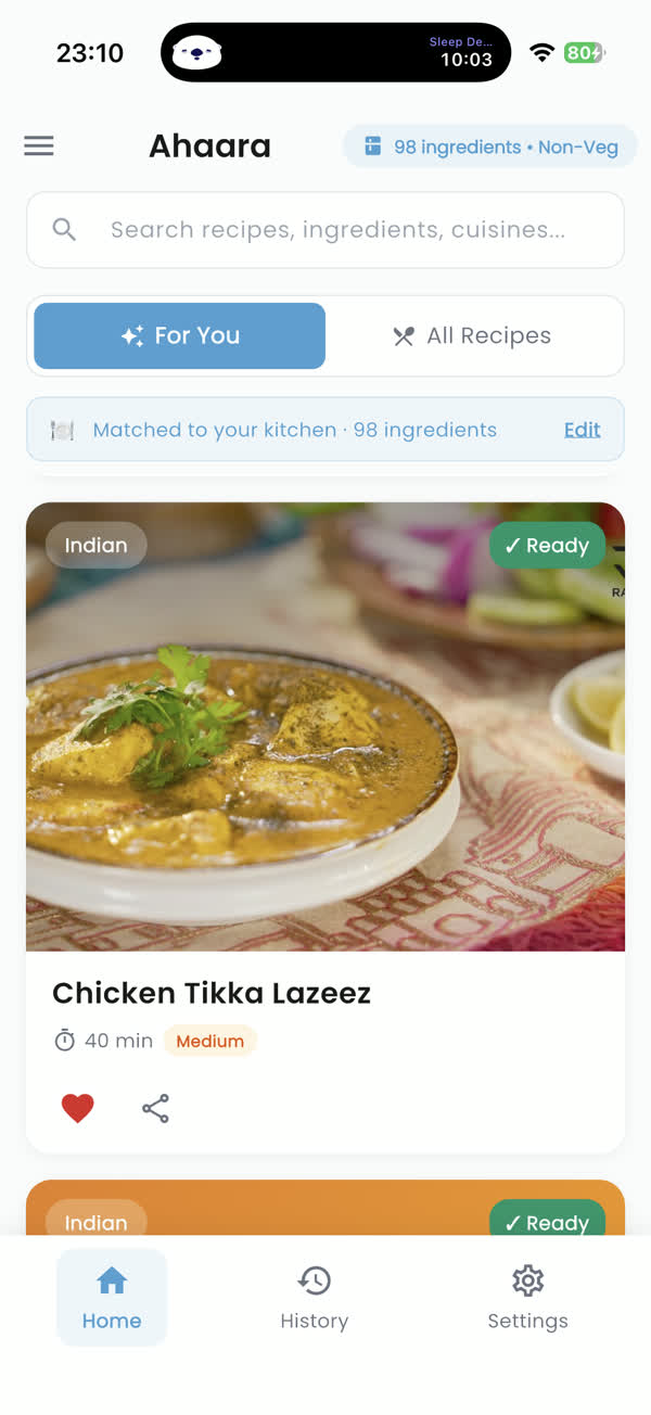 Ahaara home — For You feed