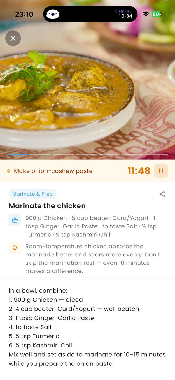 Step-by-step cooking